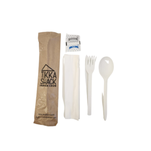 Tikka Shack Eco-Friendly PLA Cutlery Set - Disposable and Sustainable, 1000 Kits (4 x 250 Packs)