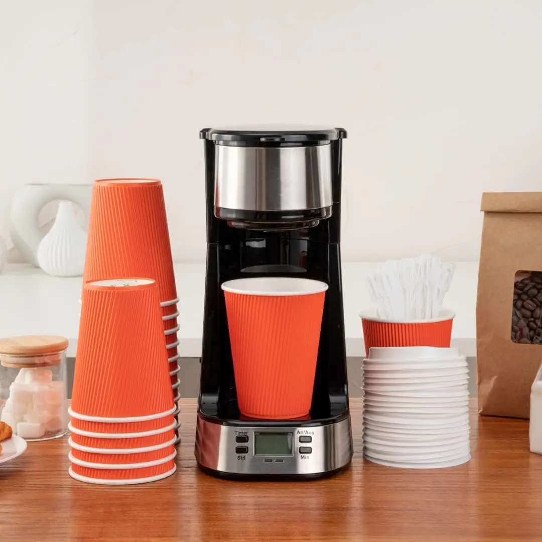 8oz Hot Rippled Cups (Burnt Orange) 80mm- 500 units - Image 2