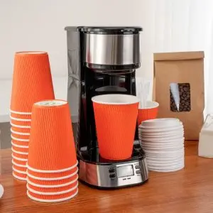 8oz Hot Rippled Cups (Burnt Orange) 80mm- 500 units